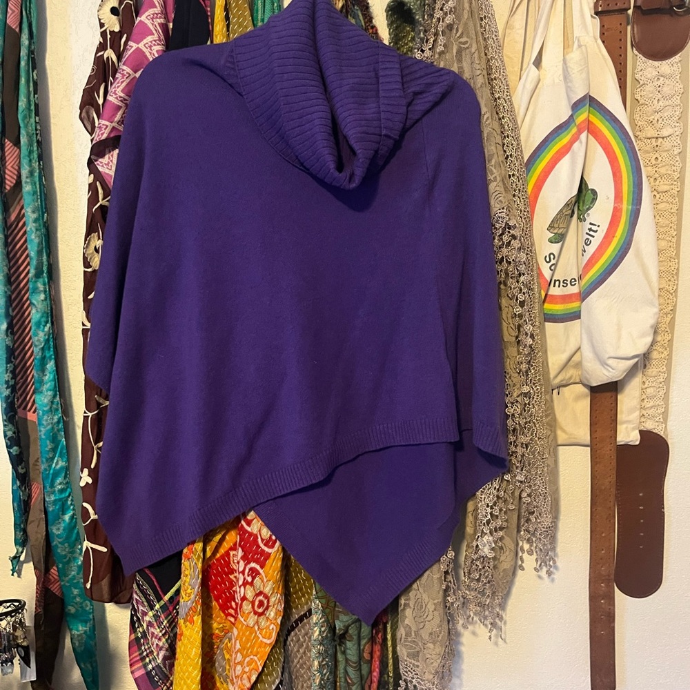 100% Cashmere Eileen Fisher Purple Poncho Sweater